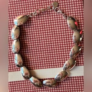 Oval Disc Silver Necklace